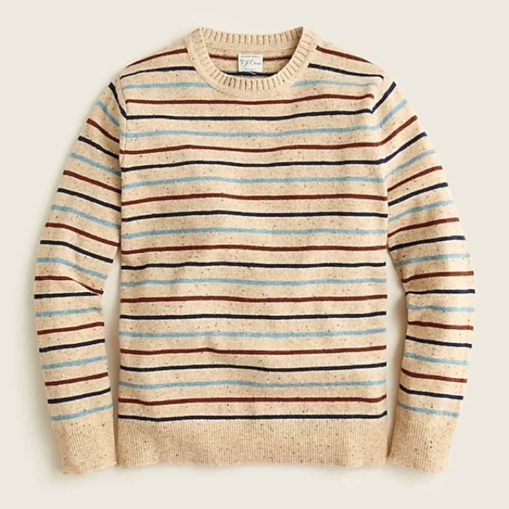 J Crew Mens Crewneck Small Sweater. Wool. Striped. New with tags